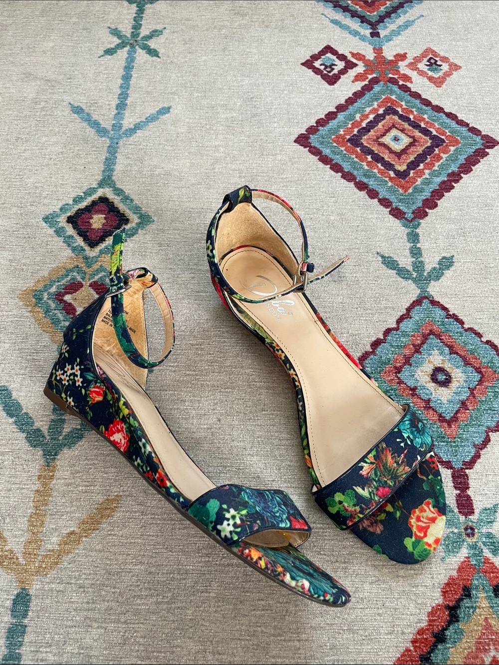 Diba Floral Low heel wedge sandals